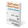 Half Letter Blank Paper, 3-Hole Punched, 250 Sheets/500 Pages, 100