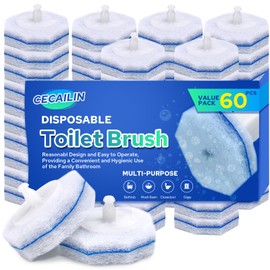 Cecailin® 60pcs Disposable Toilet Brush. Bathroom Cleaning. Disposable Bowl Cleaners Compatible with Most Toilet Brushes