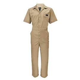 Natural Uniforms Mens Short Sleeve Zip Up Coverall, Stain and Wrinkle Resistant (Khaki, X-Large)