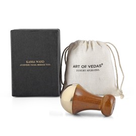 Art of Vedas Mini Kansa Wand - Ayurvedisches Massagewerkzeug mit Teakholzgriff, Ideal für Augenpflege-Massage, Tragbar und Einfach zu Verwenden, Traditionelles Ayurveda Schönheitsinstrument