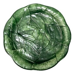 Ceramiche Leonardo NEW Majolica Overlaping Green Leaf Salad Plate 8.25" Ceramiche Leonardo Italy