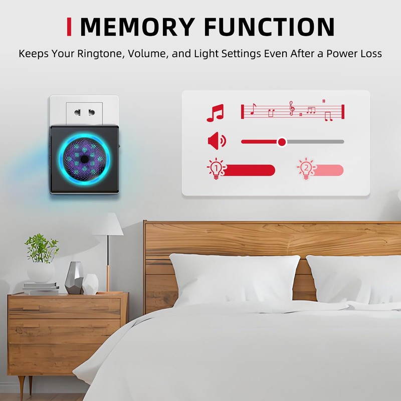 CallToU Hearing Impaired Doorbell with Strobe Light & 55 Melodies,