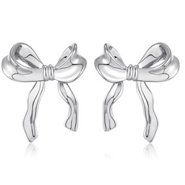 LILIE&WHITE Silver Bow Earrings for Women – Elegant and Stylish Design, Fade-Resistant, Gift for Birthdays, Anniversaries, and Special Occasions, Versatile Jewelry for Day and Night Wear