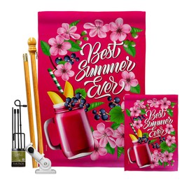 Ornament Collection Summer Smoothie Garden House Flag Kit Fun in The Sun Beach Pool Luau Tropical Party Season Outdoor Summertime Sunny Decoration Banner Small Yard Gift Double-Sided, Made in USA