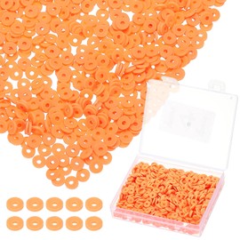 PATIKIL Clay Beads, 1000 Pcs Orange Heishi Beads 6mm Flat Polymer Clay Beads Friendship Bracelet DIY Kit for Jewelry Necklace Earring Making
