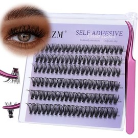 LZM Selbstklebende Wimpern 40P D Curl Wimpern Selbstklebend 8-14mm Wimpern Extensions Set Mit Pinzette Selbstklebende Wimpern Ohne Kleber Lash Extension Set Natürliche Wimpern (40P)
