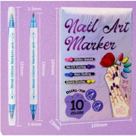 10-Color Acrylic Nail Art Doodle Pen Set, Quick Dry Dotting & Drawing Pens for DIY Manicure, Nail Design Tools for Home & Salon Use, Kids Friendly