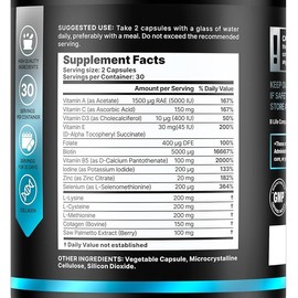 Men’s Hair Supplement – 60 Capsules – Biotin for Hair Growth Men – Hair Vitamins for Hair Loss for Men – Hair Supplements for Hair Growth with Collagen, Zinc, Selenium, Vitamins A,C,D,E – 30 Servings