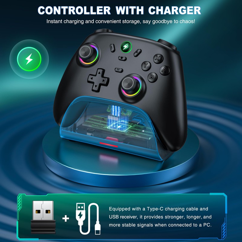 HELLCOOL Wireless Switch Pro Controller with Hall Effect Joystick, 6-Axis