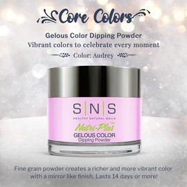 SNS Nail Dip Powder, Gelous Color Dipping Powder - Audrey (Pink/Pastel, Cream) - Long-Lasting Dip Nail Color Lasts 14 Days - Low-Odor & No UV Lamp Required - 1oz