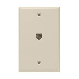 Leviton Standard Telephone Wall Jack, 6P4C, Screw Terminals, 40249-T, Light Almond