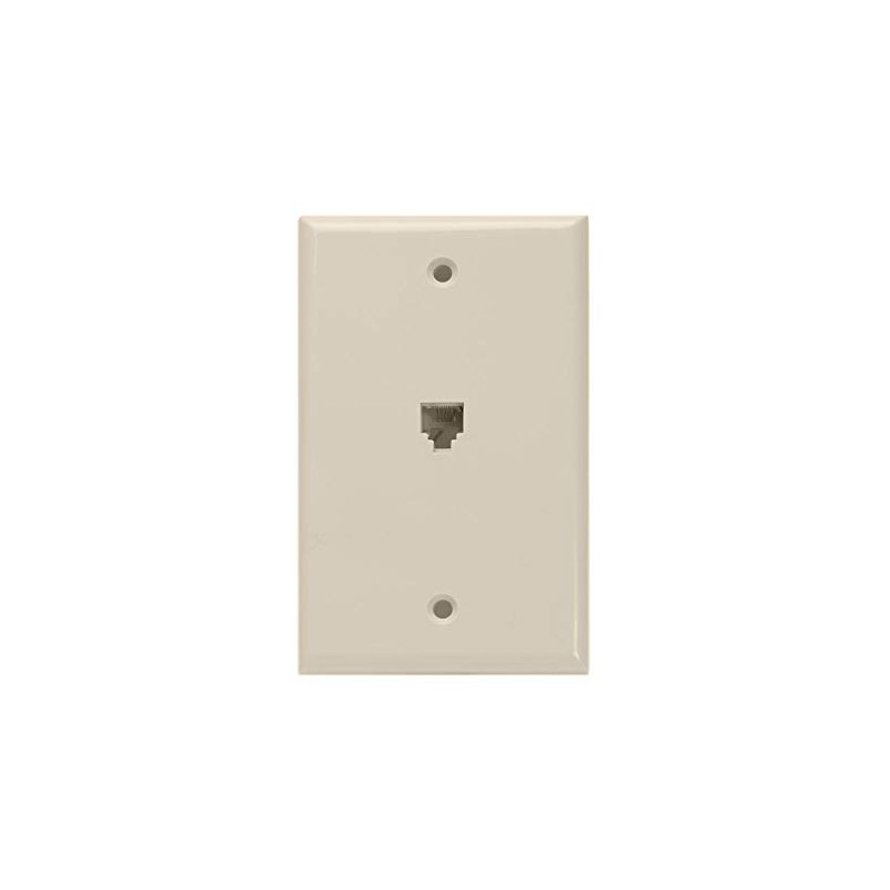 Leviton Standard Telephone Wall Jack, 6P4C, Screw Terminals, 40249-T, Light