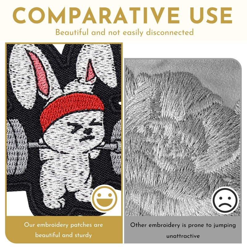 Funny Bunny Gym Patch, Hook&Loop 3" for Backpack,Vest,Gym Bag