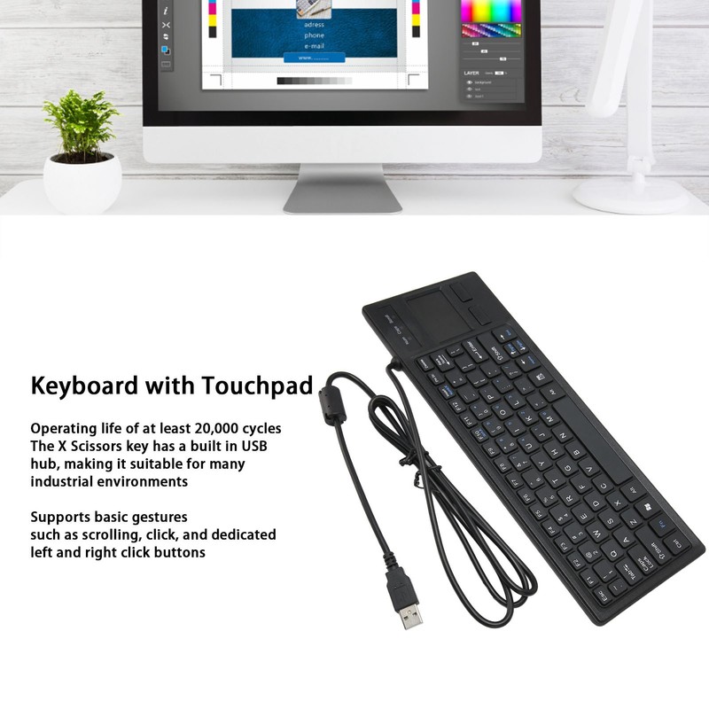 K 800 Keyboard with Touchpad Wired Ultra Thin Mini Compact