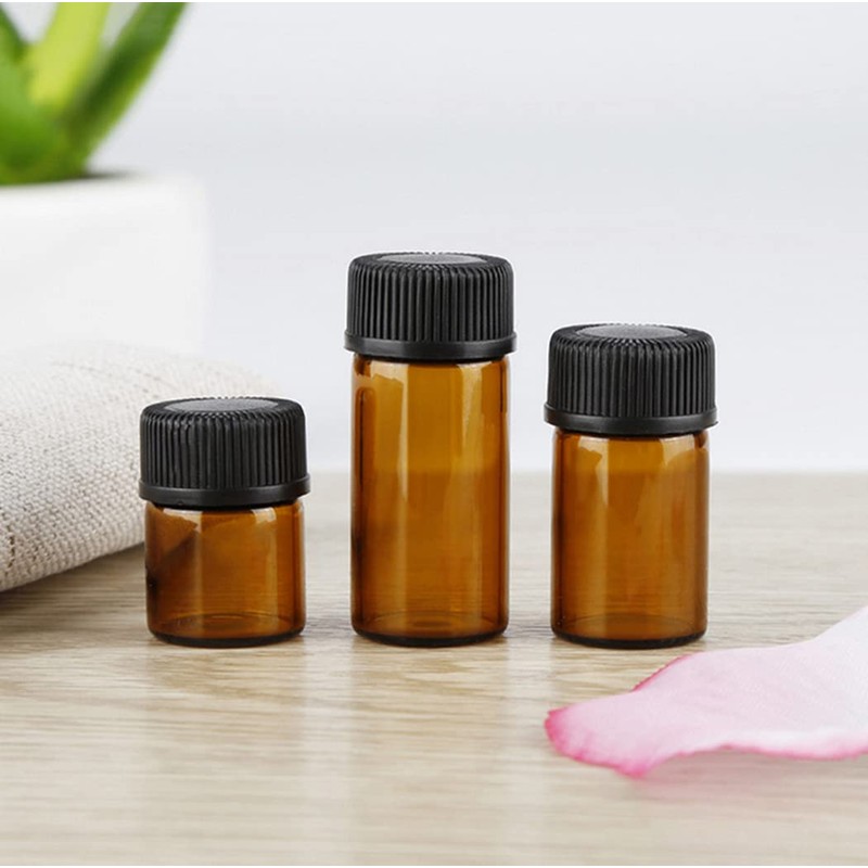 AFMNQZ 50Pack Set 1ML Amber Glass Bottle with Orifice Reducer