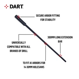 DART DAEBA1 Hole Saw Arbor Extension, Black
