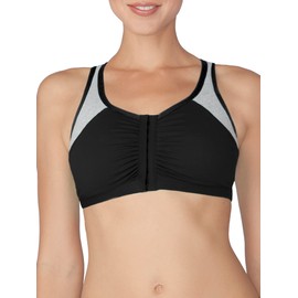 Fruit of the Loom - Espalda cruzada con cierre frontal para mujer, blanco gris/negro gris, 34 (paquete de 2)