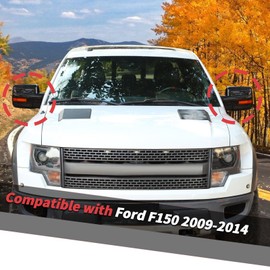 Jimen Compatible with Ford F150 2009-2014, 4PCS Outside Car Full Mirror Cap Covers (Carbon Fiber)