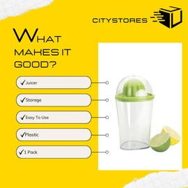 Citystores® CE Citrus Press Juicer With Storage Cup Manual Juicer For Oranges Lemons And Limes Easy Squeeze Hand Juicer With Built-in Strainer Bpa-free Plastic Juicer With Measuring Storage Cup Dishwa