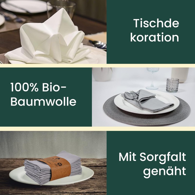 mon bijou Fabric Napkins Light Grey Set of 6 -