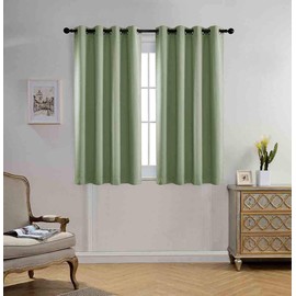 MIUCO Blackout Curtains Room Darkening Curtains Textured Grommet Panels for Kitchen 2 Panels 52x63 Inch Long Sage