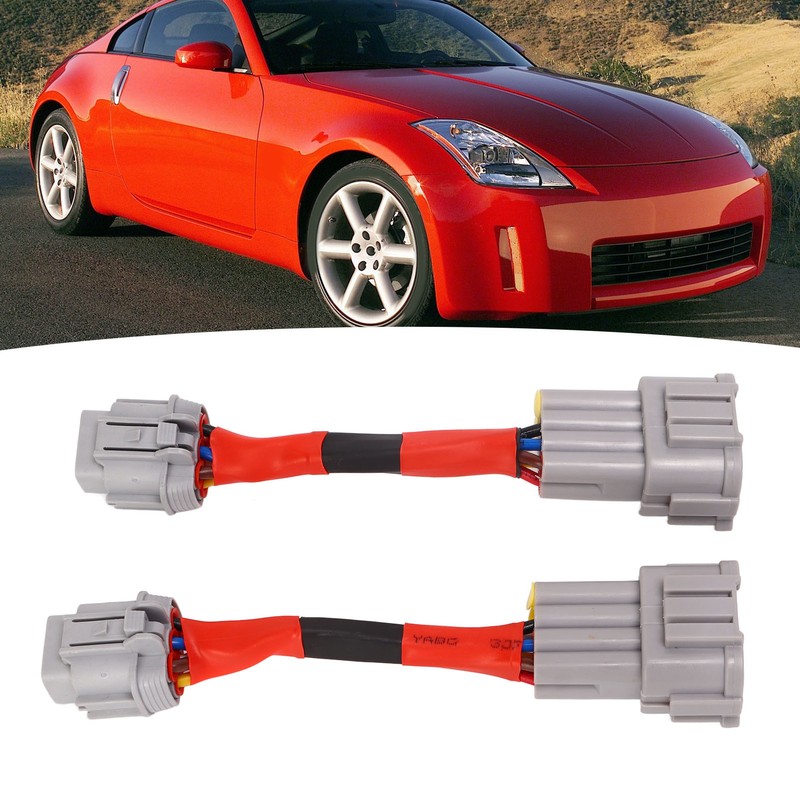 2PCS Headlight Conversion Adapter Wiring Harness Dustproof Fit for 350z