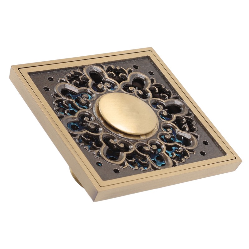 Floor Drain Metal Squared Retro Style Water Drainage Shower Drain