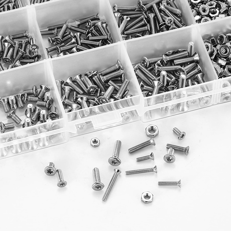M2 M2.5 M3 Bolts and Nuts Set, 880 Pcs Metric
