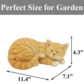JINITAIMEI Garden Decor Cat Statue Outdoor Statue, Cat Figurines Garden Statues & Sculpture Decoration, Sleeping Cat Statue Decor for Patio, Porch and Lawn, Cat Gifts for Mom, Cat Memorial Stone