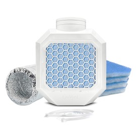 EzaVent Indoor Dryer Full Set Vent with 4 Filters, 8ft PVC Covered Aluminium Duct Hose and Fittings Only for Electric Dryers - 1 Year Warranty (White EzaVent Full Set)