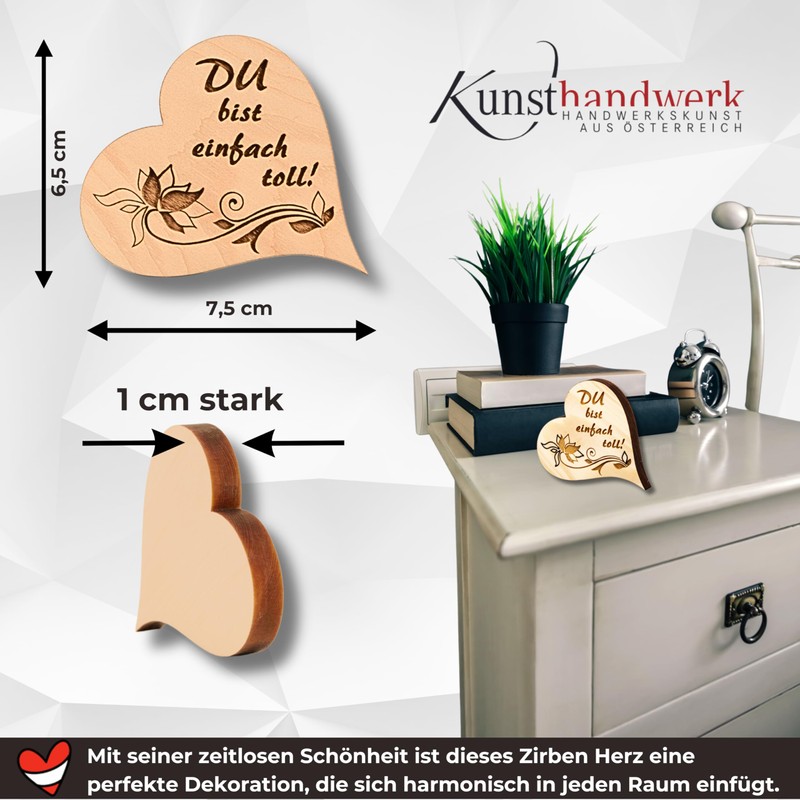 sagl.tirol Mini Swiss pine heart in high-quality packaging (Du bist