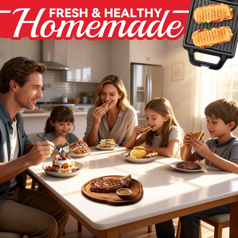 SugarWhisk 2 in 1 Mini Waffle Maker with Removable Plates,