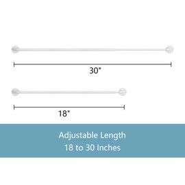 TYRON 1 Pack Magnetic Curtain Rod for Metal Door Adjustable 18-30 Inch, 3/8 in. Diameter, French Door Magnetic Cafe Curtain Rod(White)