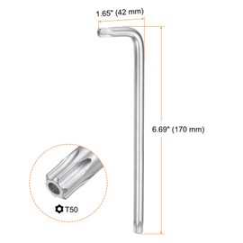 HARFINGTON 2pcs T50 Tamper Proof Torx Star Key Bit Wrench 6.69" Long Arm L-Shaped 6 Points Wrenches Chrome-Vanadium Steel Hand Tool for Automotive/Home Repairs