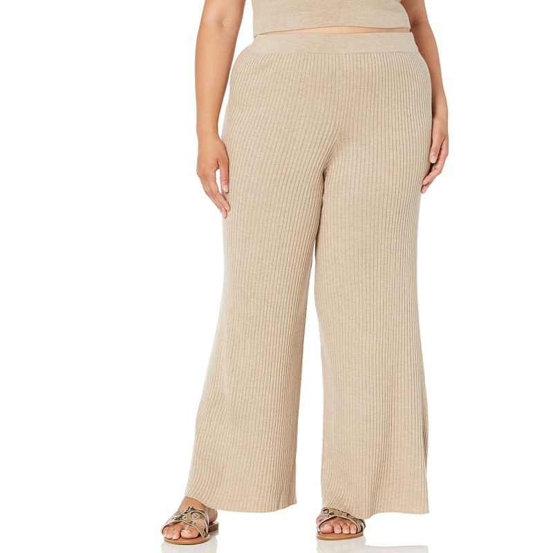 The Drop Women's Catalina Pull-On Rib Sweater Pant, Heather Brown,