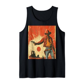 Retro Vintage 1950s Western Ranch Cowboy Hat Desert Art Tank Top