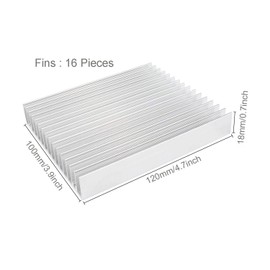 Aluminum Heat Sink Heatsink Module Cooler Fin for High Power Transistor Semiconductor Devices with 16 Pieces fins 120mmx 100mm x 18mm (1 Piece)
