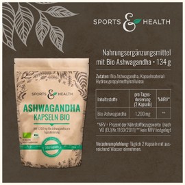 Ashwagandha Organic Capsules – 200 Ashwaganda Capsules Organic – Controlled Organic – Best Quality – Bottled in Germany – Organic Aschwaganda Capsules