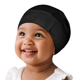Fittia Baby Bonnet for 0-6 Months, Silky Satin Bonnet for Sleeping, Smooth for No Frizzy Hair, Adjustable for Non-Slip Black