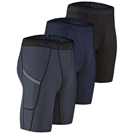 DEVOPS Men's 3 Pack Sports Performance Active Compression Cool Dry Baselayer Shorts