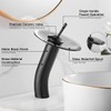 Chiczam Waterfall Vessel Faucet, Black, 1 Hole, Lead-Free Solid Brass,