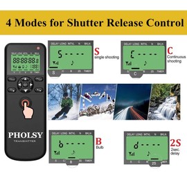 PHOLSY Camera Timer Remote Release Control with Intervalometer HDR for Nikon Z5, Z8, Z9, Z7ii, Z6, Z6ii, D750, D780, D7500, D7200, D5600, D5500, P7700, P7800, P950, D4, D5, D6, D800, D850, D810, D700