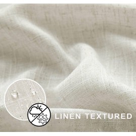 KOUFALL 80 Inch Long Shower Curtain,Natural Linen Waterproof Farmhouse Fabric Shower Curtains for Bathroom with Hooks Set,72 Wide by 80 in Length,Cream Beige