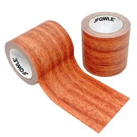 JFQWLE 2.2" x 15' Repair Tape Patch Wood Textured Adhesive, Realistic Wood Grain Waterproof Patch for Floor Desk Chair Sofa Furniture Renovation Decorative Duct Tape 2 Roll (Chocolate Oak)