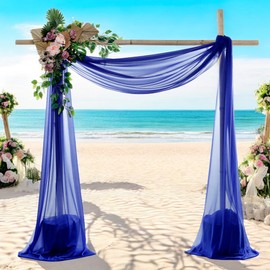 MDS Pack of 1 Panel (30" Width x 30ft Long) Wedding Arch Draping Fabric Sheer Chiffon Canopy Drapery Curtain Christmas Xmas New Year Home Decoration Party Ceiling Backdrop - Royal Blue