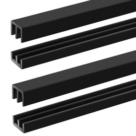 Landical 2 Sets 4FT Sliding Door Track for 1/8" Thick Panels Closet Glass Doors Plastic Cabinet Door Track Window Sliding Track (Black)