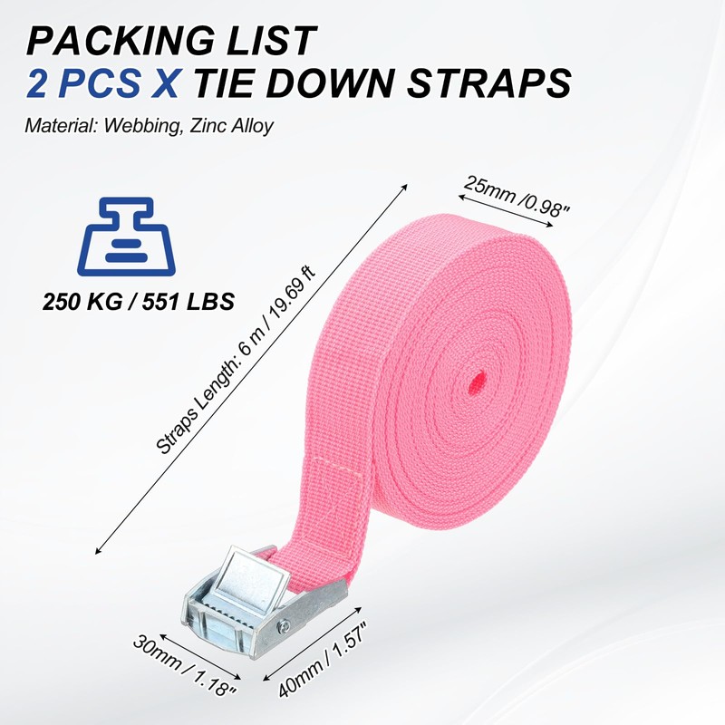 PATIKIL 1" x 20 ft Lashing Strap with Buckles, 2