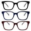 SOPHILY 3 Pack Square Reading Glasses for Men Women, Mens