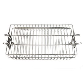 OneGrill Stainless Steel Universal Grill Rotisserie Spit Rod Flat Basket (Fits 5/16 Inch Square, 3/8 Inch Square, & 1/2 Inch Hexagon Spit Rods)