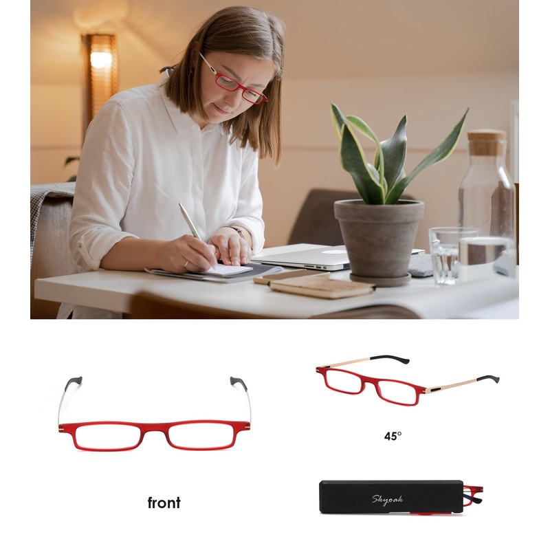 SKYOAK Ultra thin Lightweight Folding Reading Glasses Women Men TR90